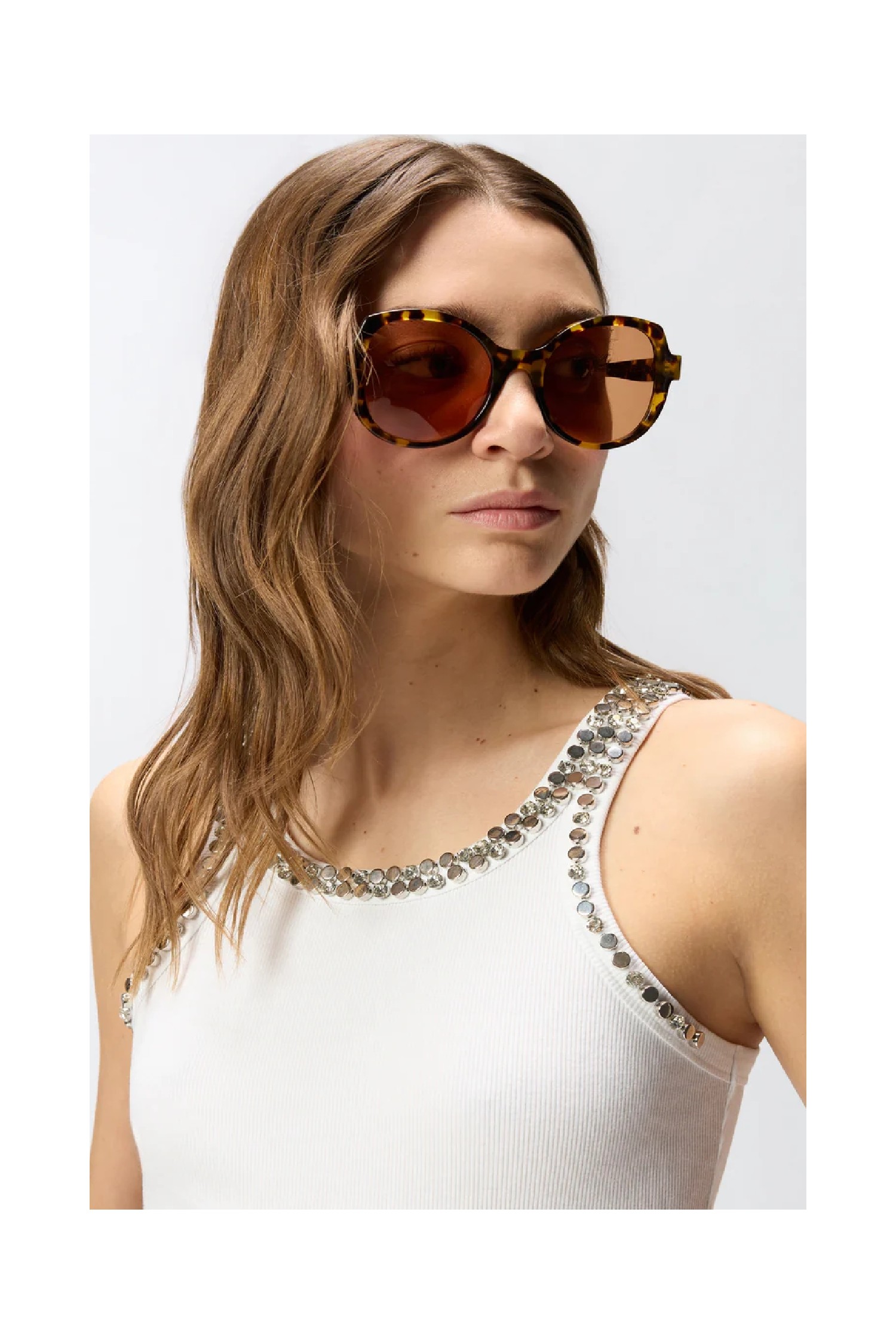 TOP A COSTINE CON RICAMI GIOIELLO PINKO
