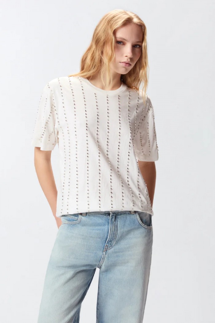 T-SHIRT CON RIGHE GIOIELLO PINKO