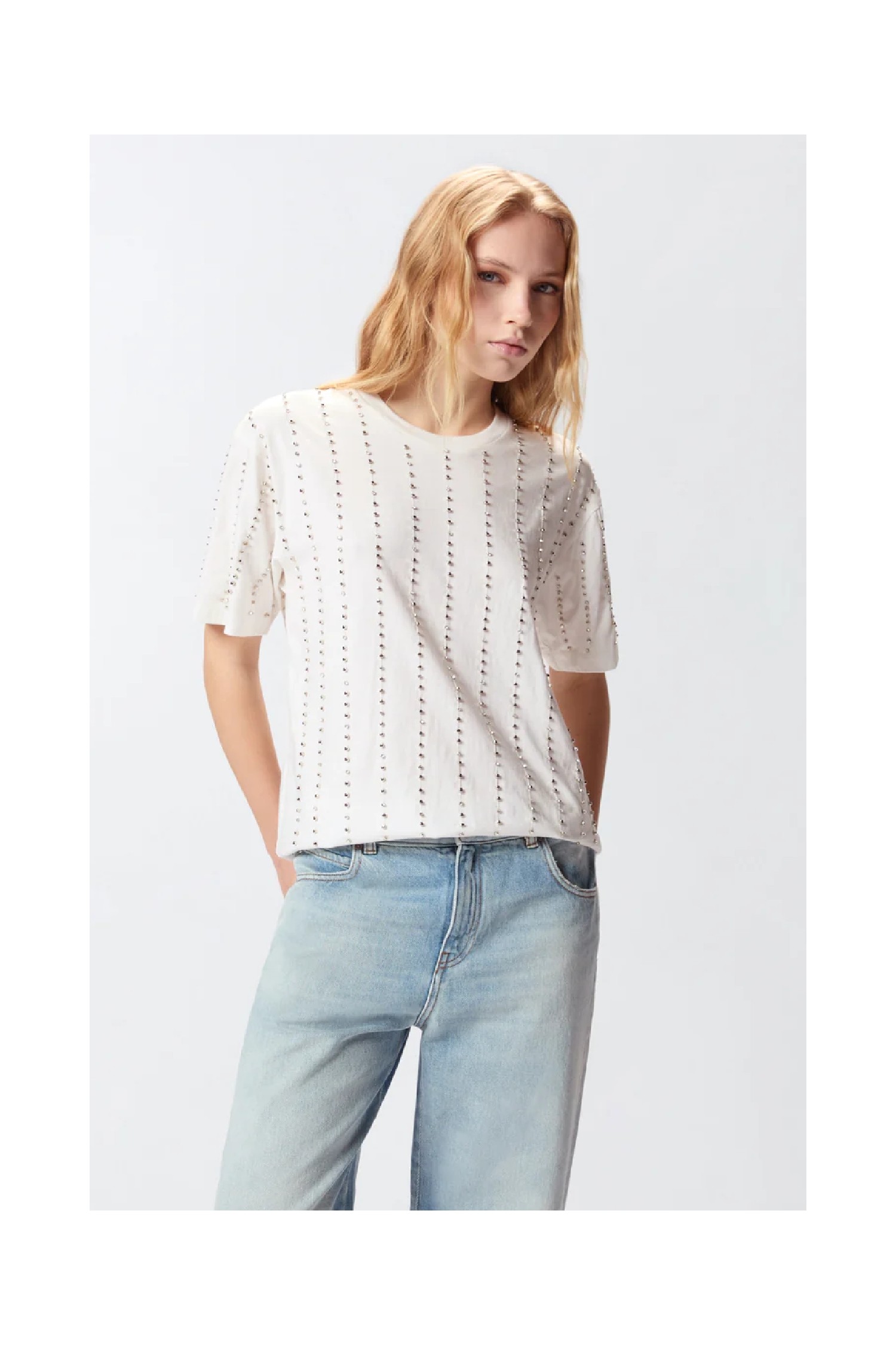 T-SHIRT CON RIGHE GIOIELLO PINKO