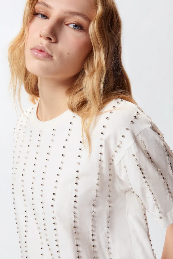 T-SHIRT CON RIGHE GIOIELLO PINKO