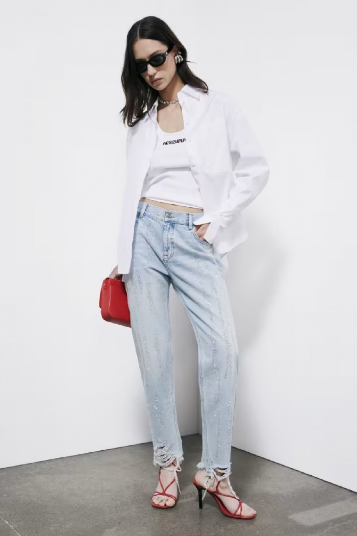 JEANS A SIGARETTA CON STRASS PATRIZIA PEPE