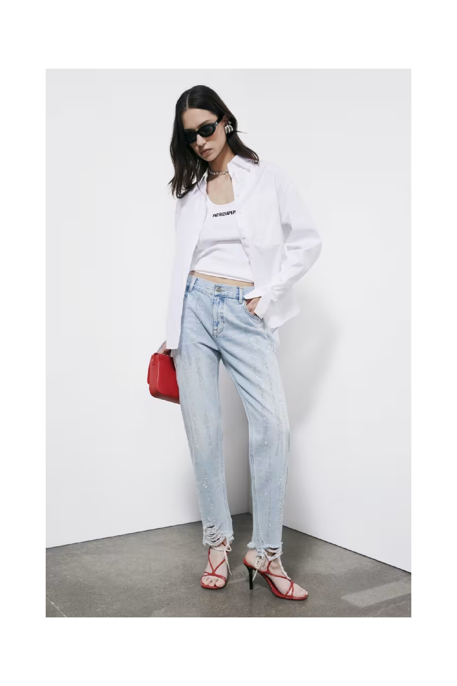 JEANS A SIGARETTA CON STRASS PATRIZIA PEPE