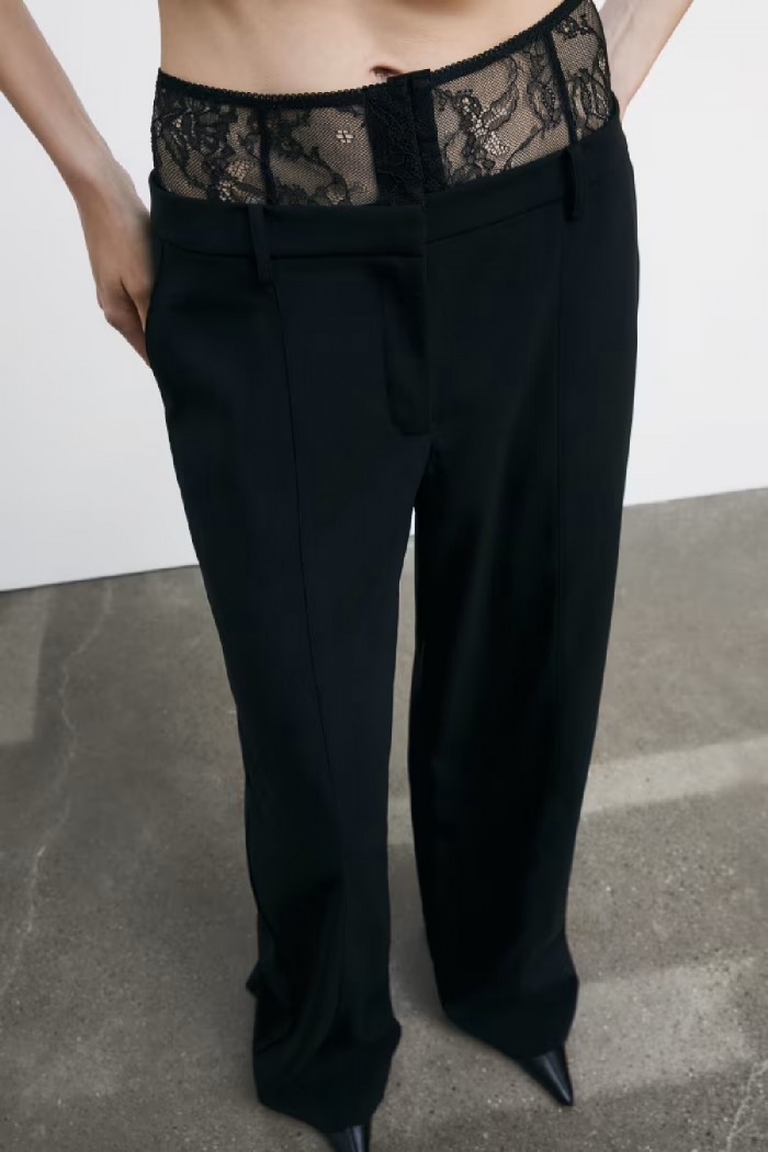 PANTALONI PALAZZO CON VITA IN PIZZO PATRIZIA PEPE