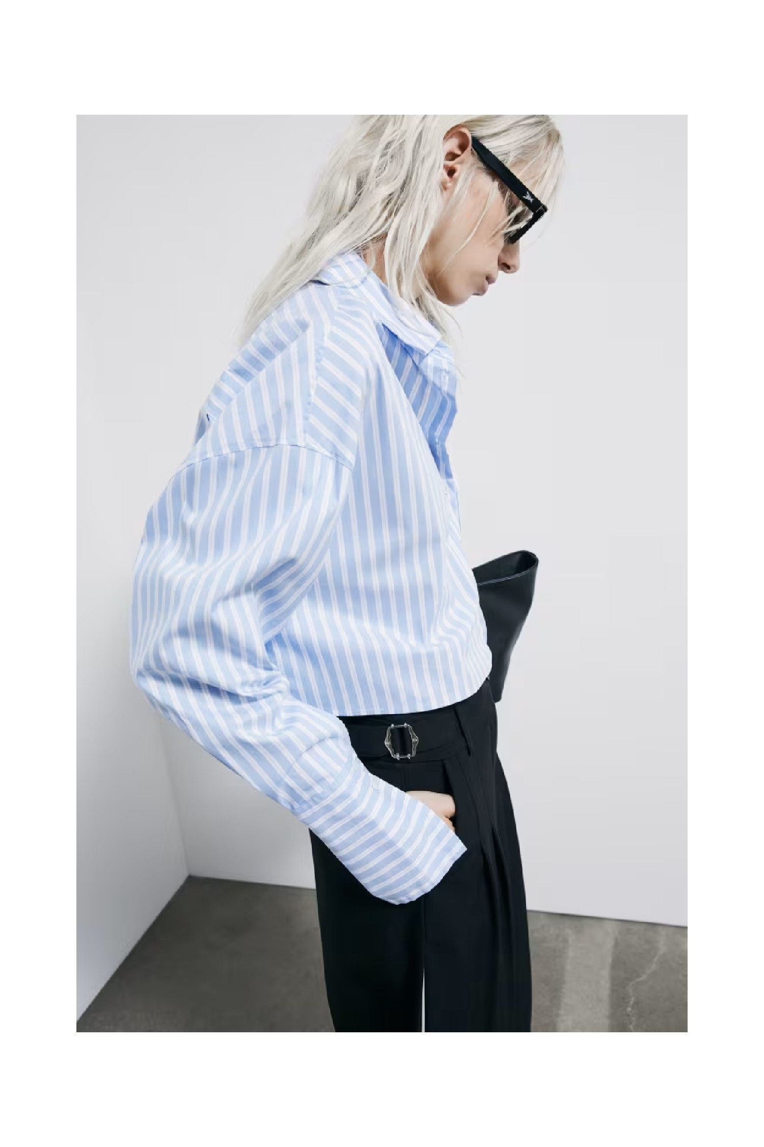 CAMICIA CROPPED IN POPELINE A RIGHE PATRIZIA PEPE