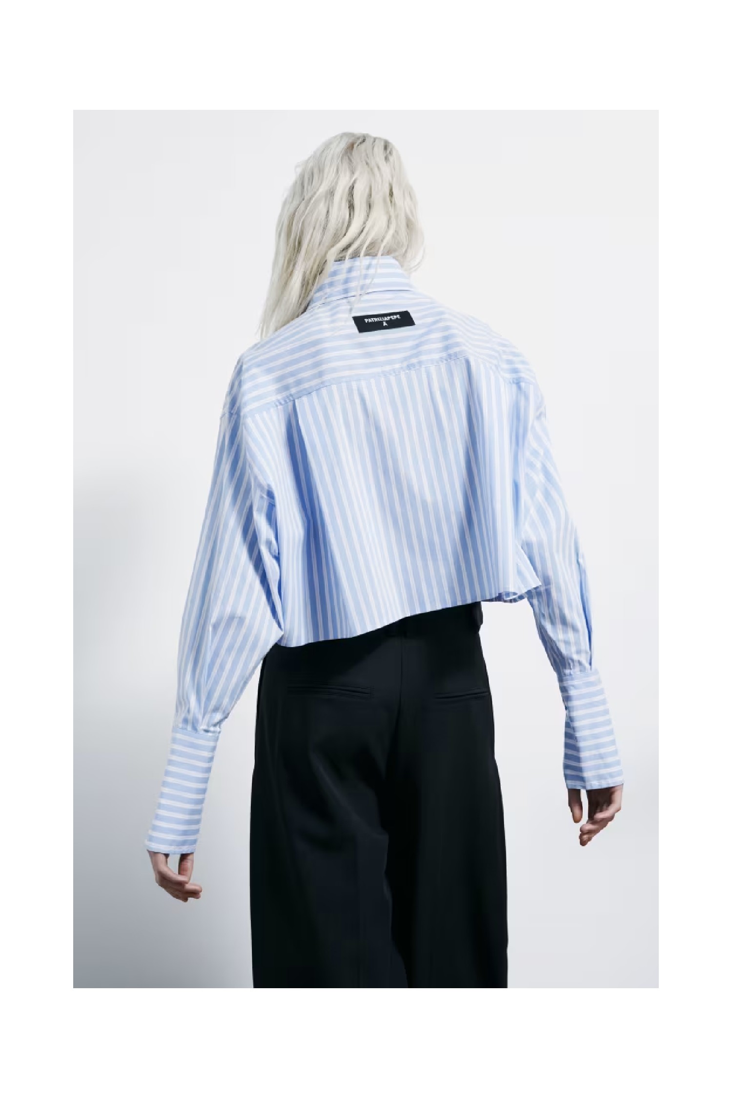 CAMICIA CROPPED IN POPELINE A RIGHE PATRIZIA PEPE