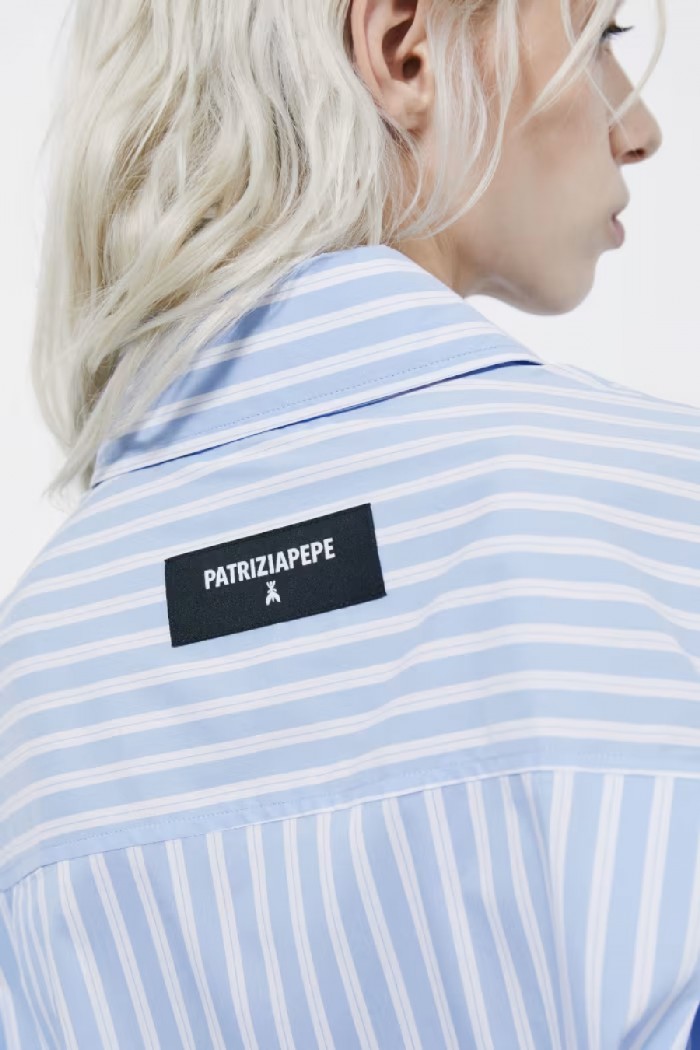 CAMICIA CROPPED IN POPELINE A RIGHE PATRIZIA PEPE