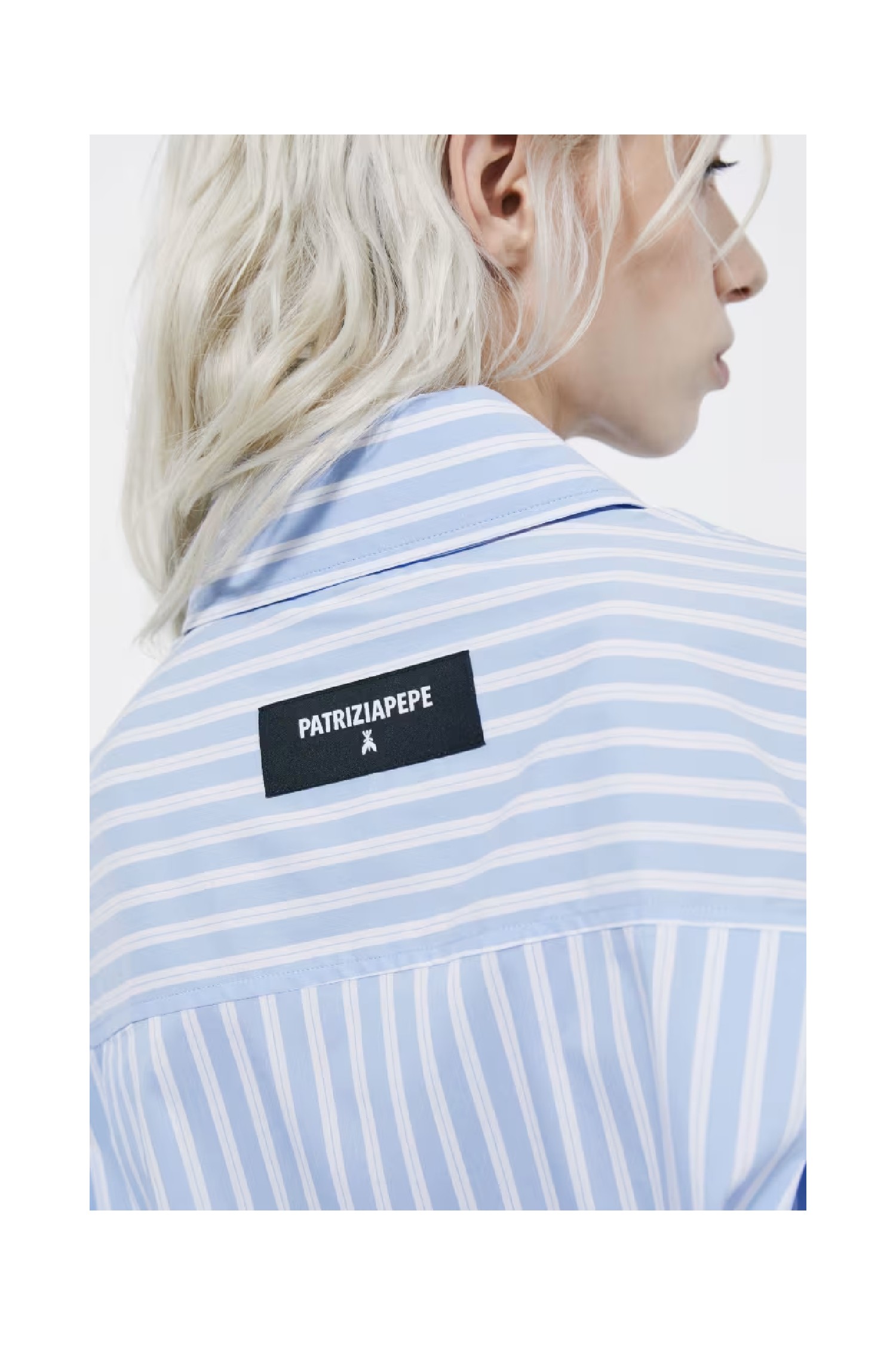 CAMICIA CROPPED IN POPELINE A RIGHE PATRIZIA PEPE