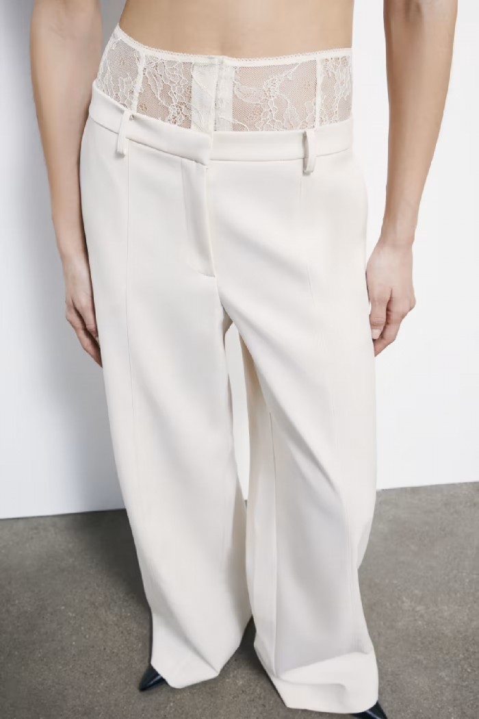 PANTALONI PALAZZO CON VITA IN PIZZO PATRIZIA PEPE