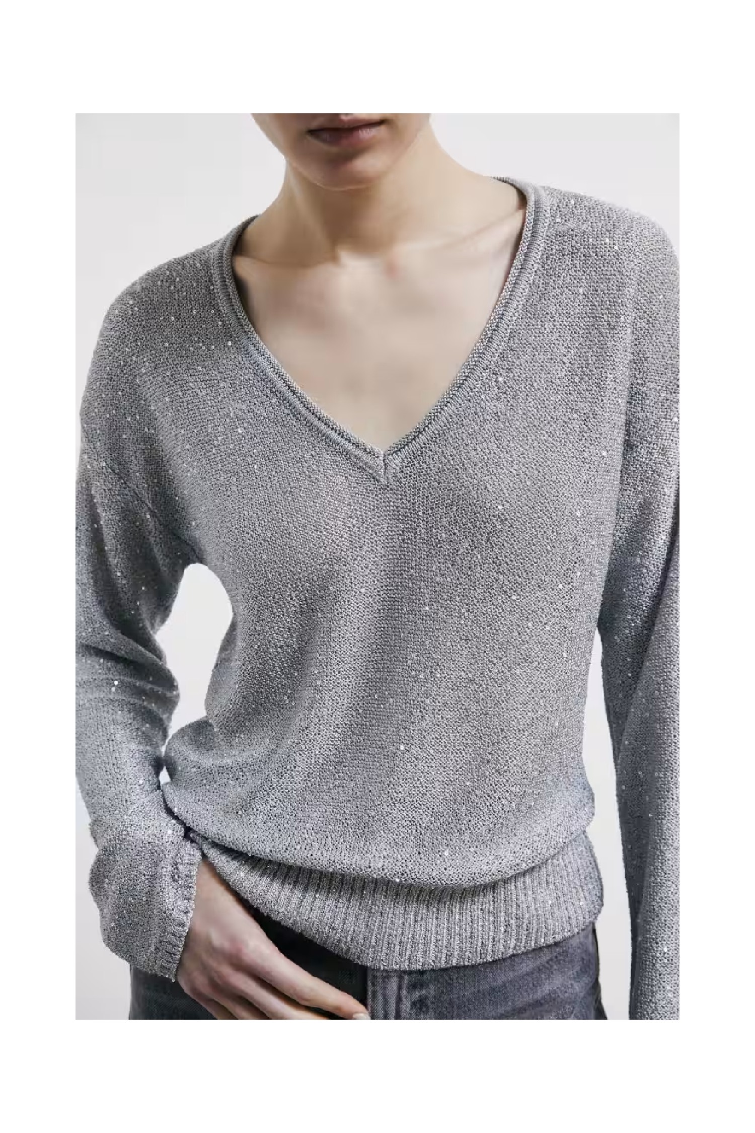 MAGLIA CON SCOLLO A V E PAILLETTES PATRIZIA PEPE