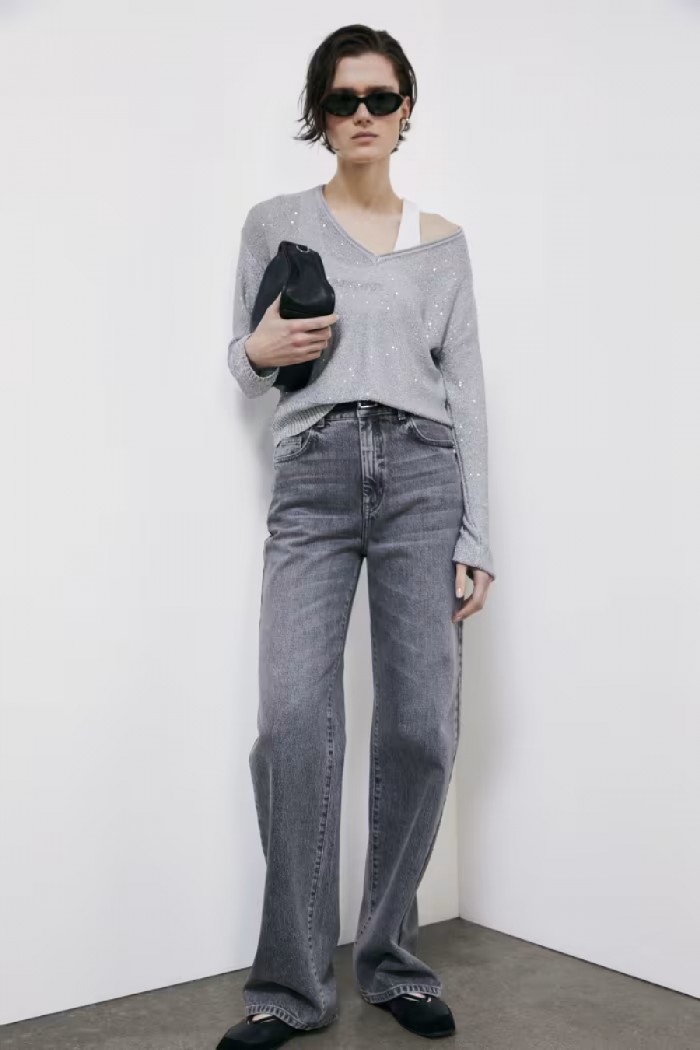 MAGLIA CON SCOLLO A V E PAILLETTES PATRIZIA PEPE