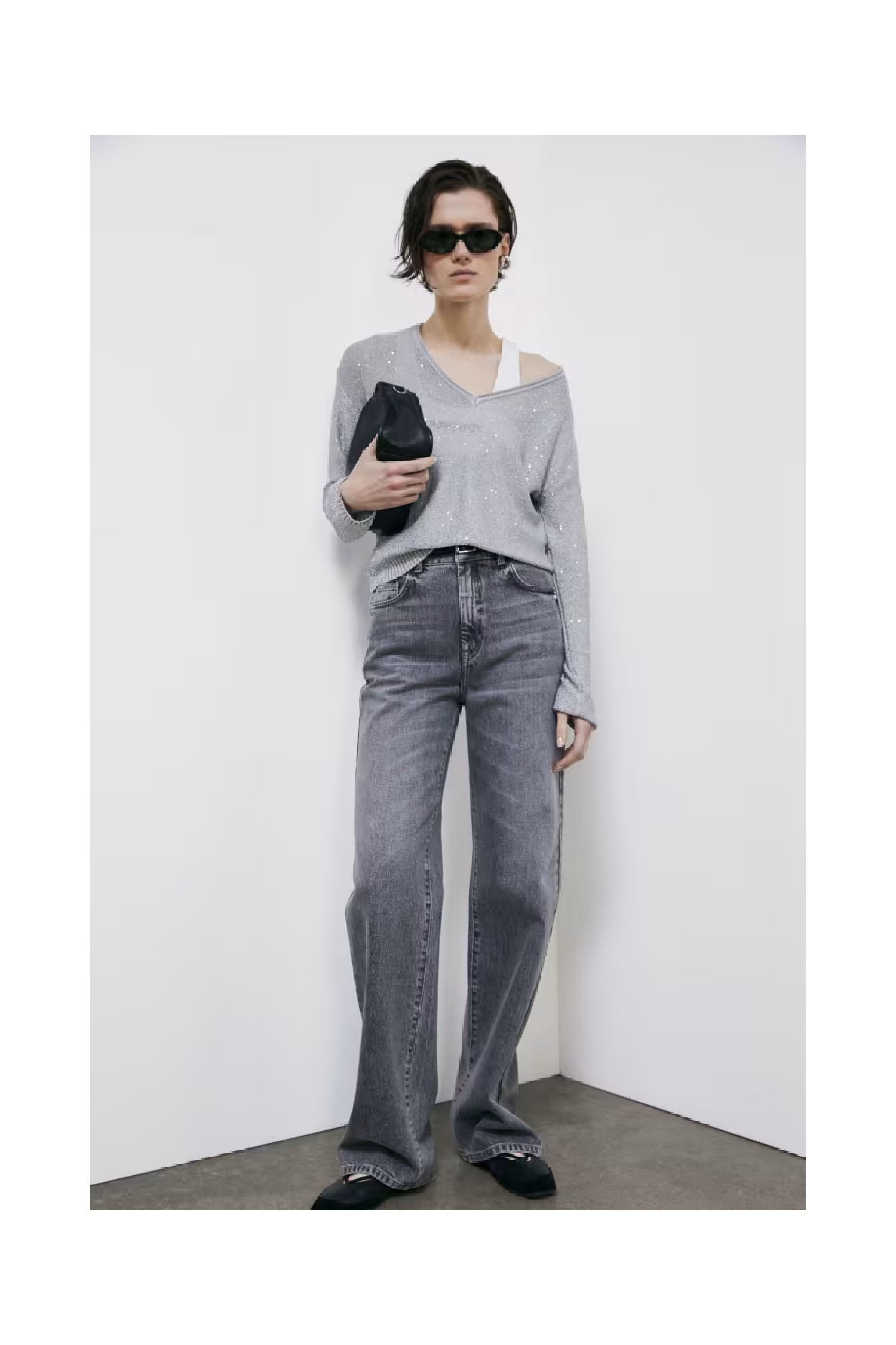 MAGLIA CON SCOLLO A V E PAILLETTES PATRIZIA PEPE