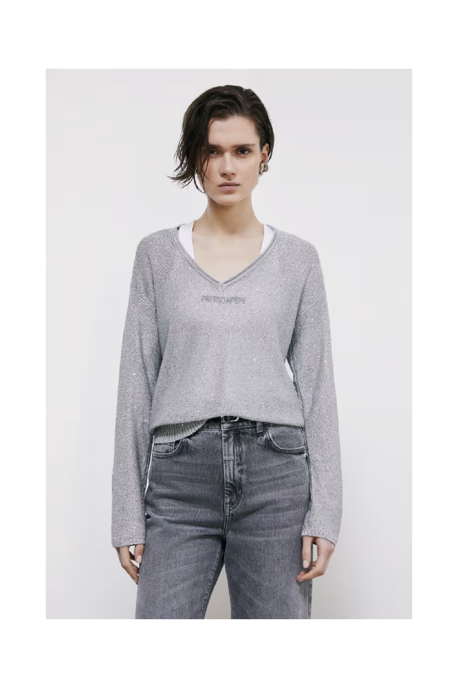 MAGLIA CON SCOLLO A V E PAILLETTES PATRIZIA PEPE