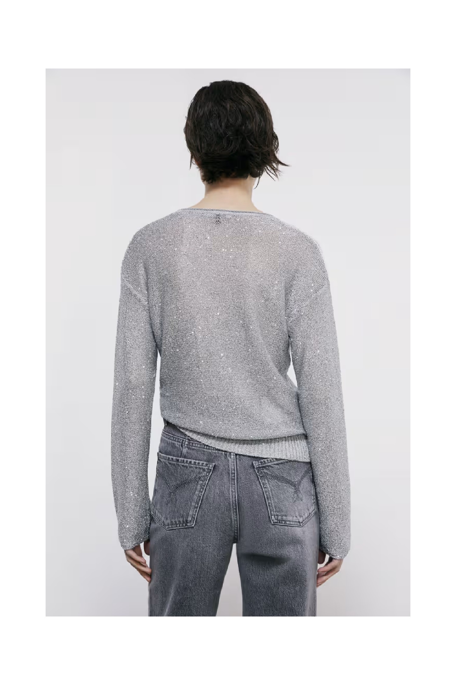 MAGLIA CON SCOLLO A V E PAILLETTES PATRIZIA PEPE