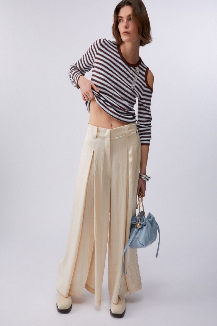 PANTALONI IN RASO CON SPACCHETTI LIU JO