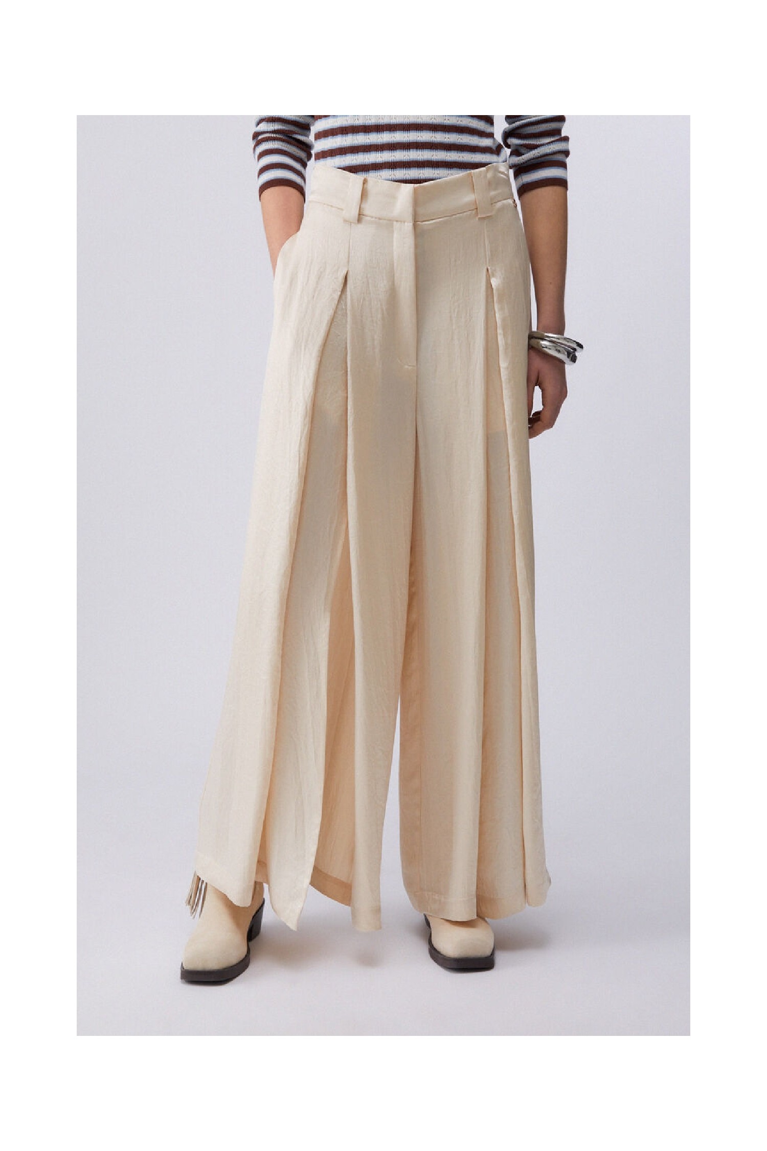 PANTALONI IN RASO CON SPACCHETTI LIU JO
