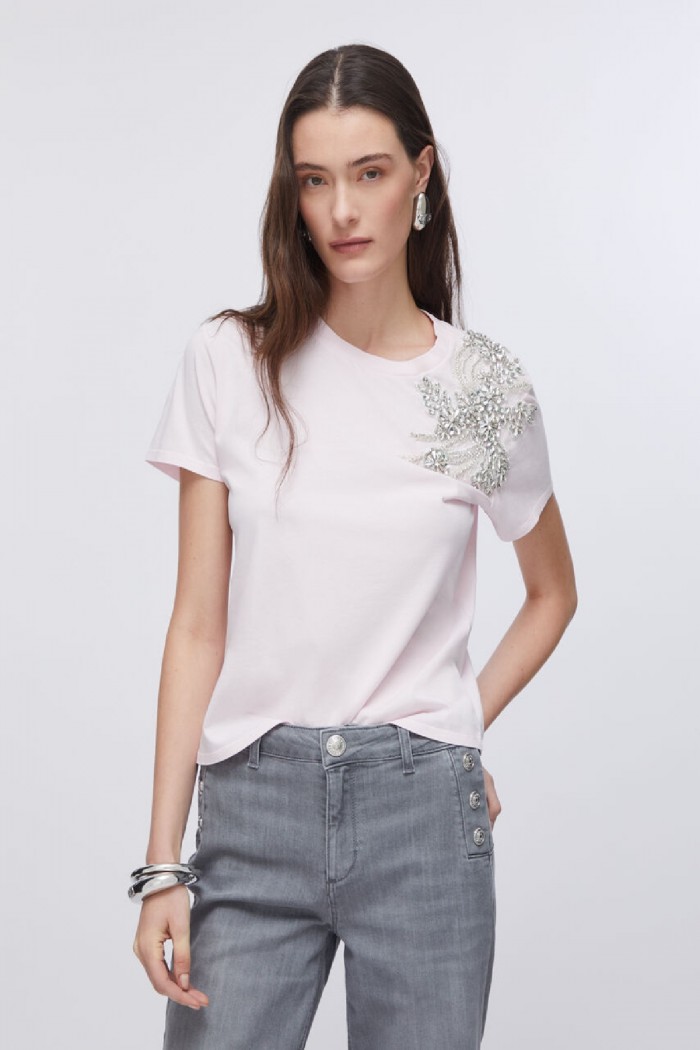 T-SHIRT CON RICAMO GIOIELLO LIU JO