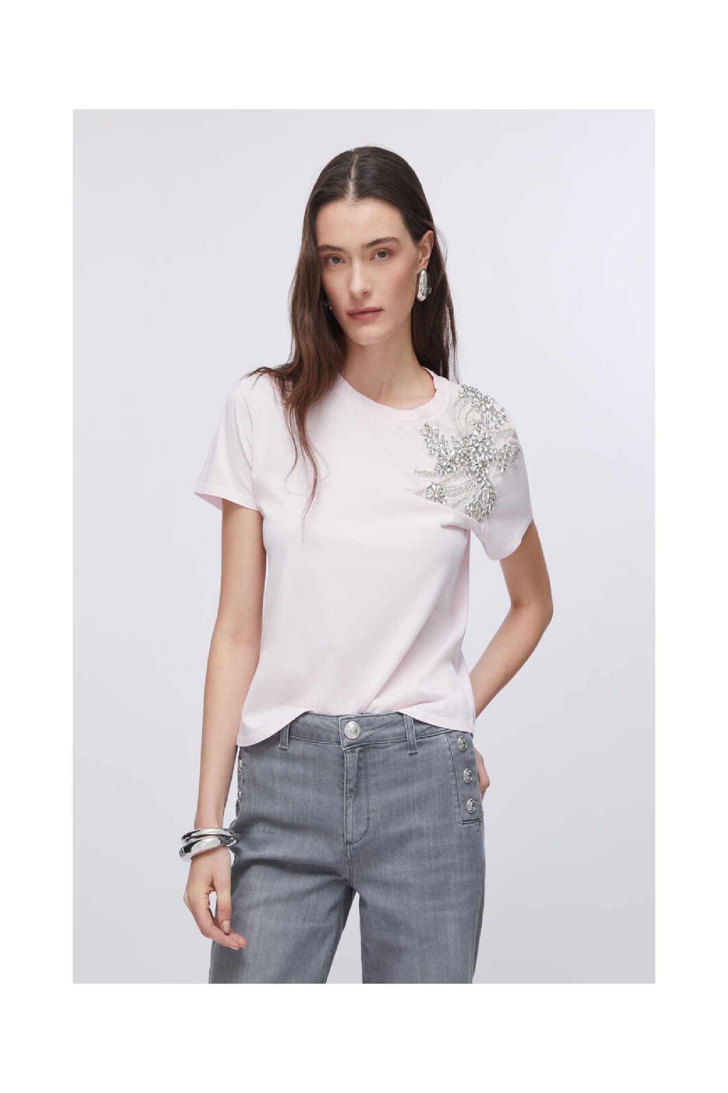 T-SHIRT CON RICAMO GIOIELLO LIU JO