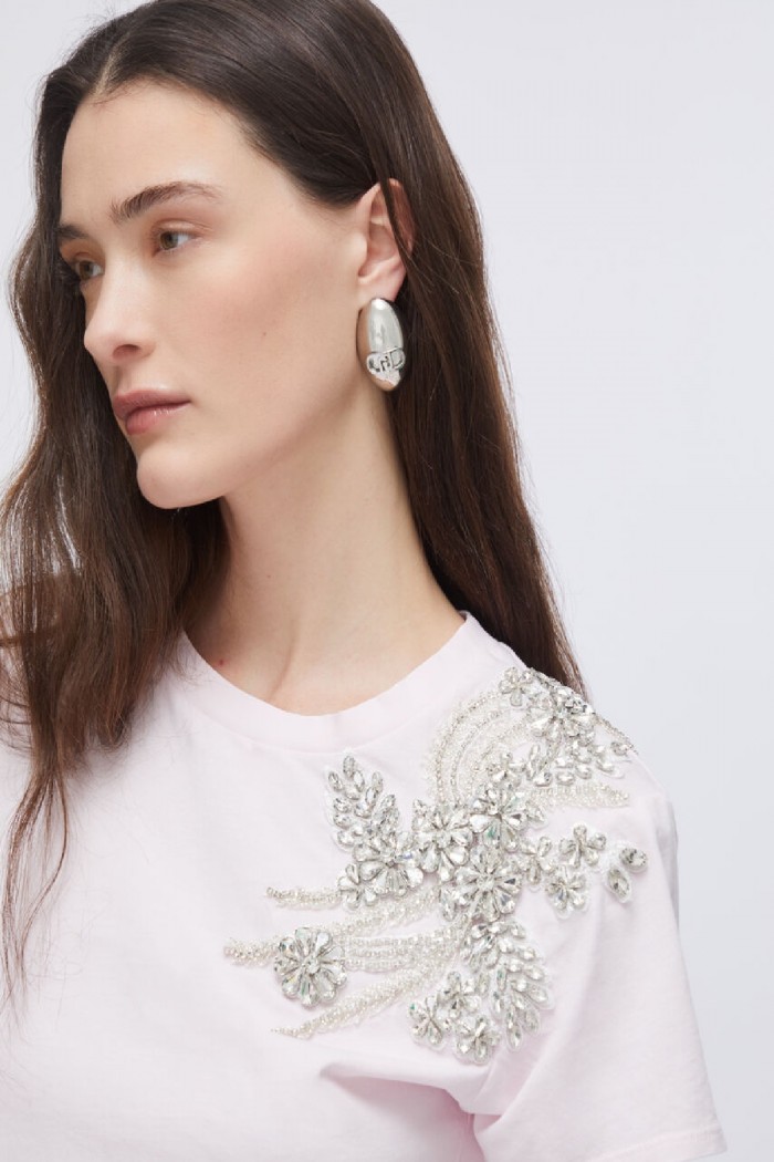 T-SHIRT CON RICAMO GIOIELLO LIU JO