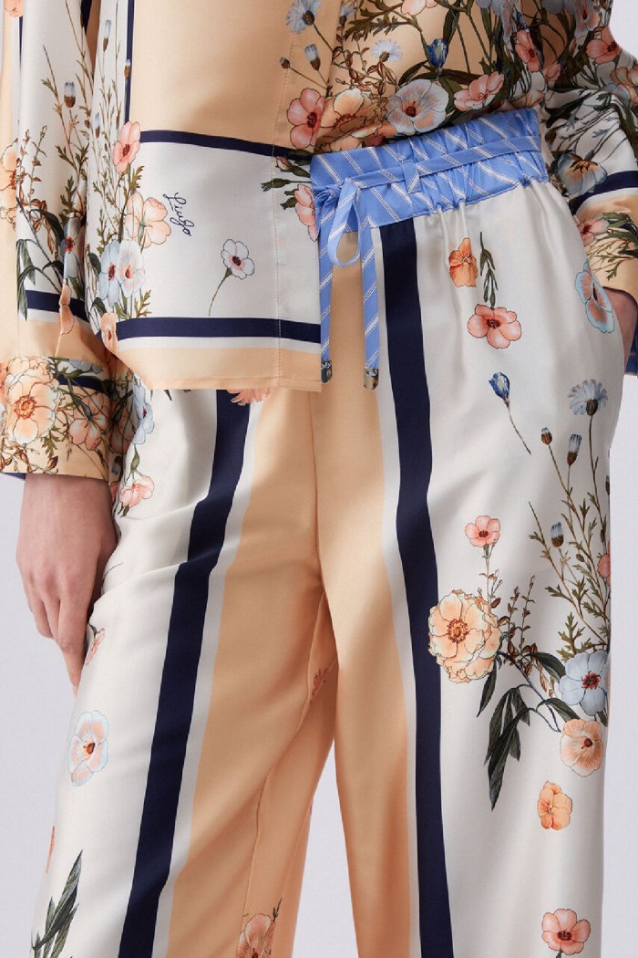 PANTALONI IN TWILL STAMPATO LIU JO