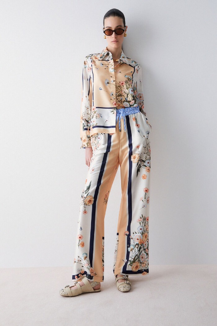 PANTALONI IN TWILL STAMPATO LIU JO