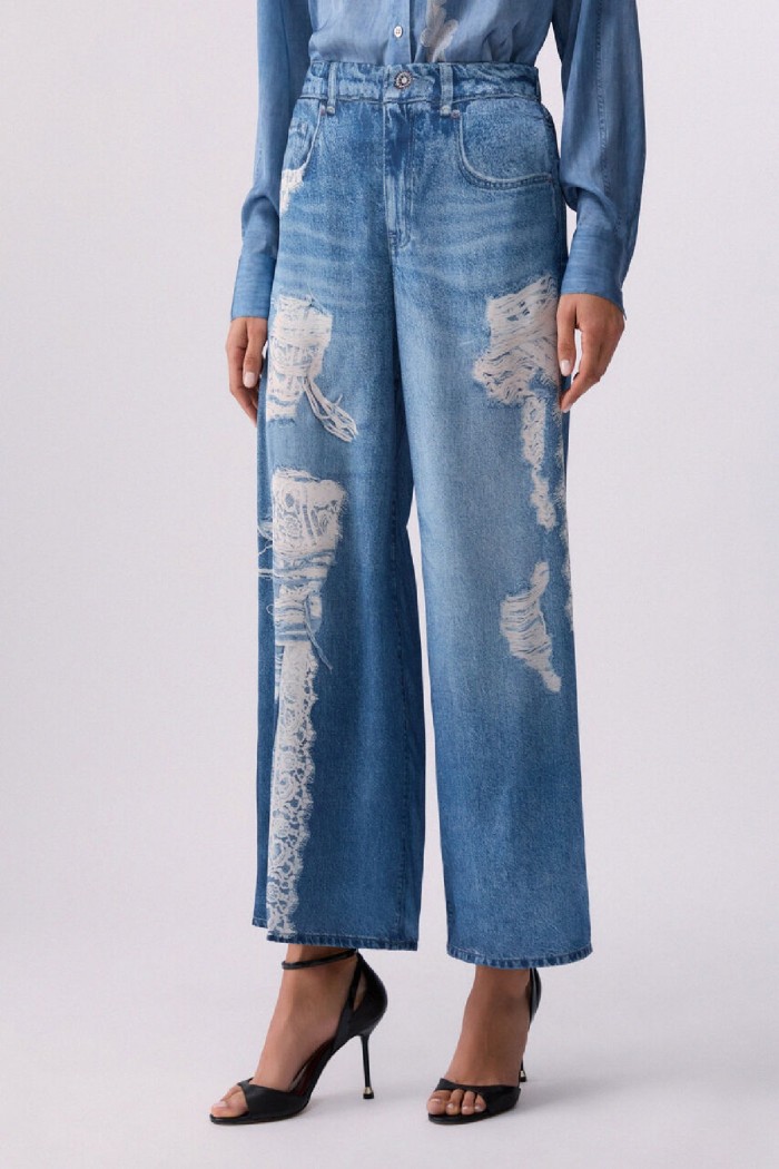 PANTALONI FLARE CON STAMPA DIGITALE LIU JO