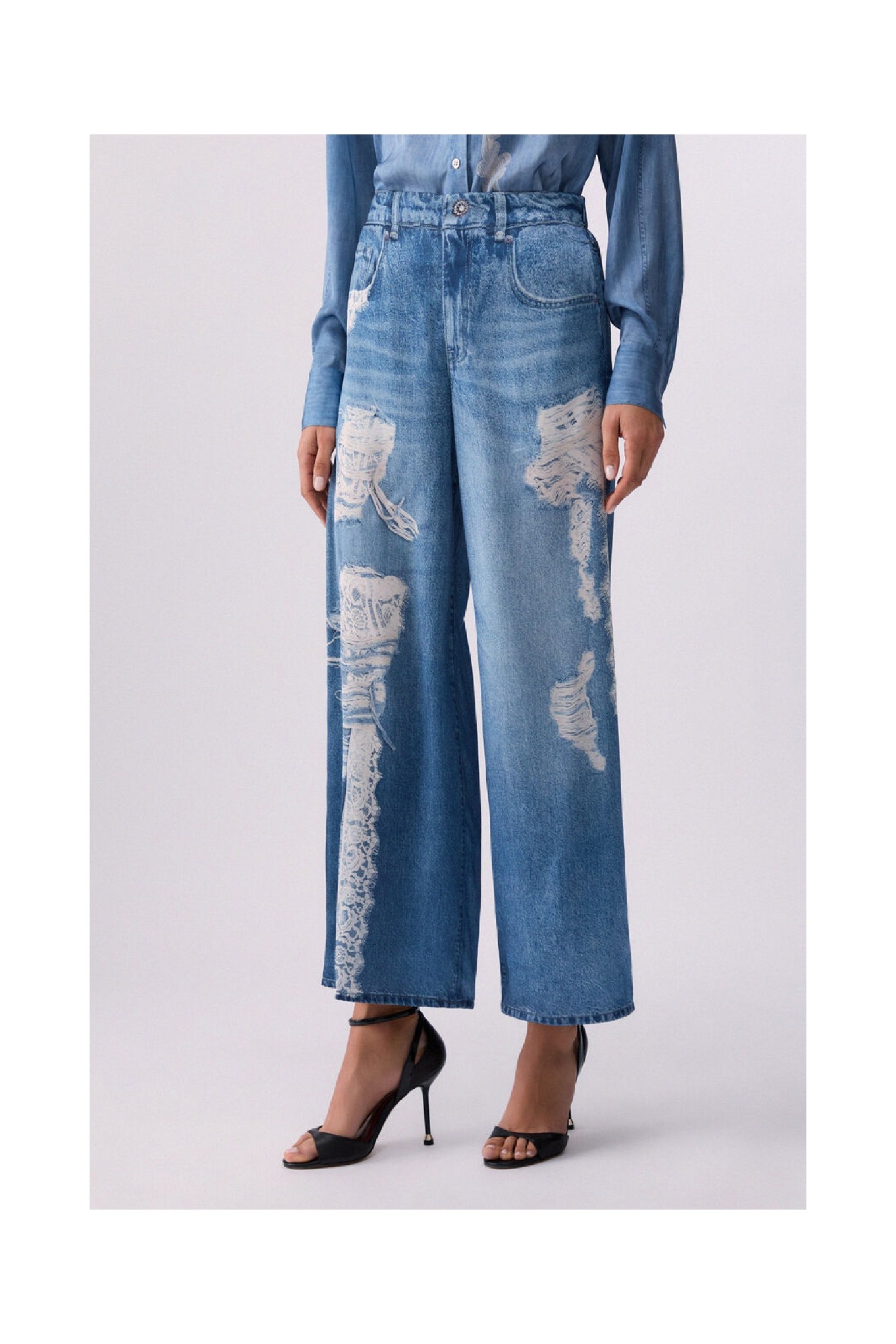 PANTALONI FLARE CON STAMPA DIGITALE LIU JO
