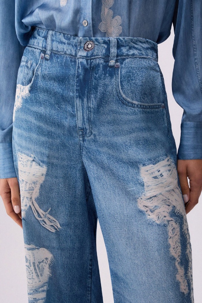 PANTALONI FLARE CON STAMPA DIGITALE LIU JO