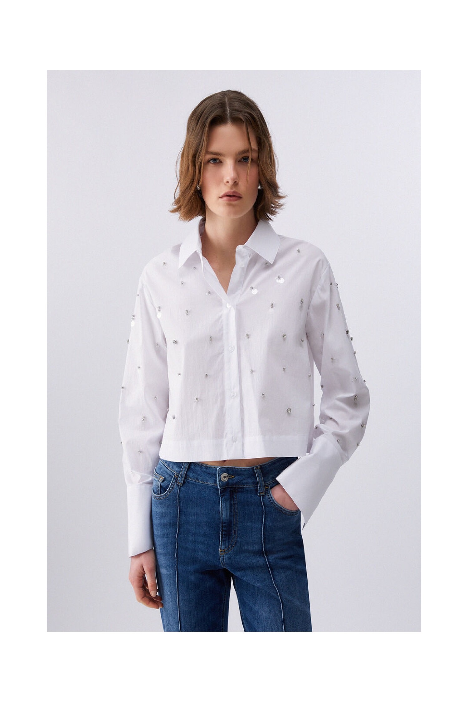 CAMICIA BOXY CON RICAMI GIOIELLO LIU JO