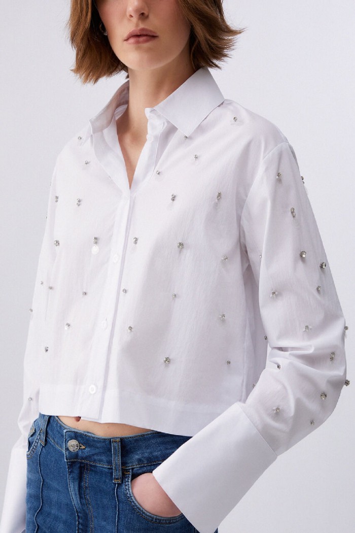 CAMICIA BOXY CON RICAMI GIOIELLO LIU JO