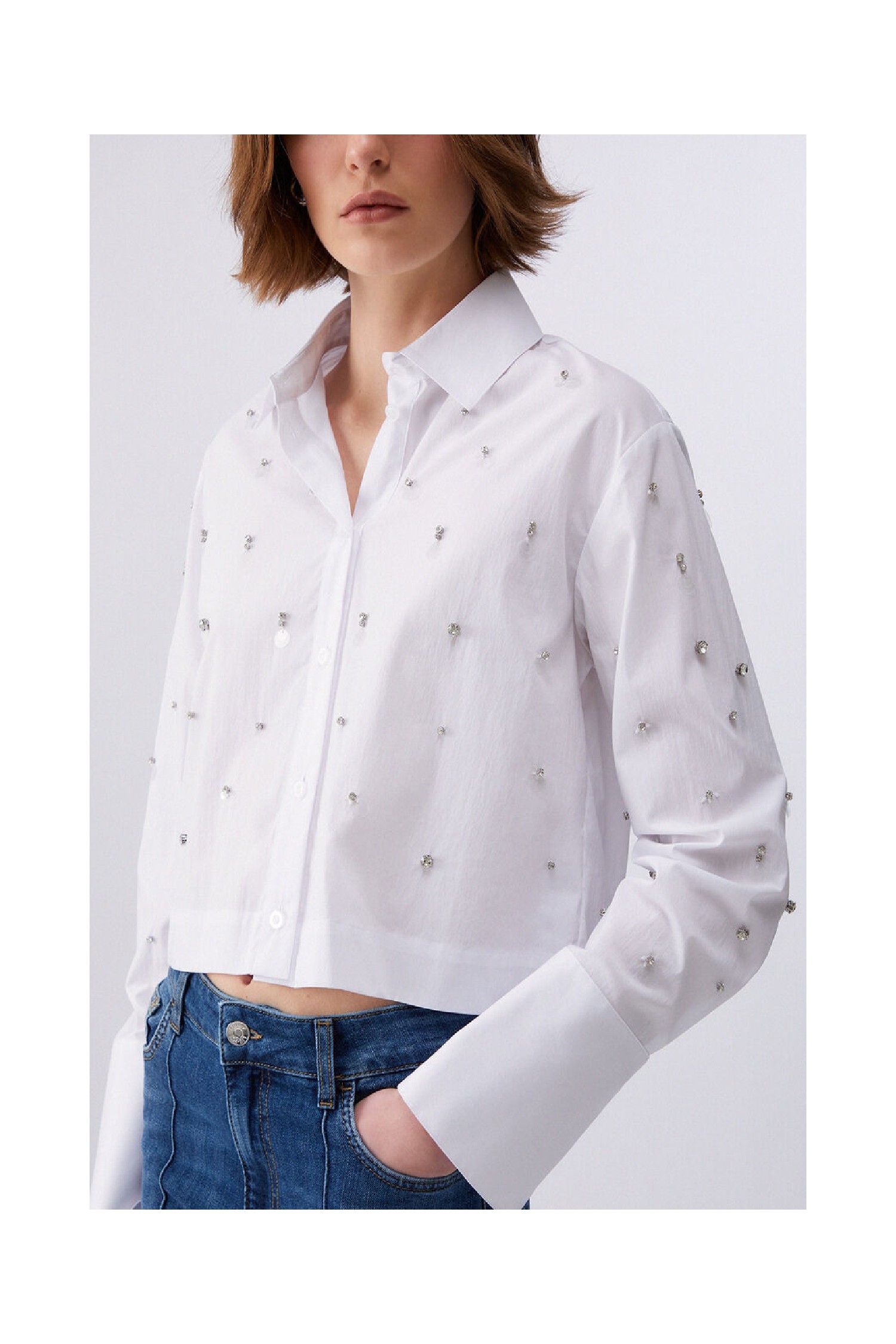 CAMICIA BOXY CON RICAMI GIOIELLO LIU JO