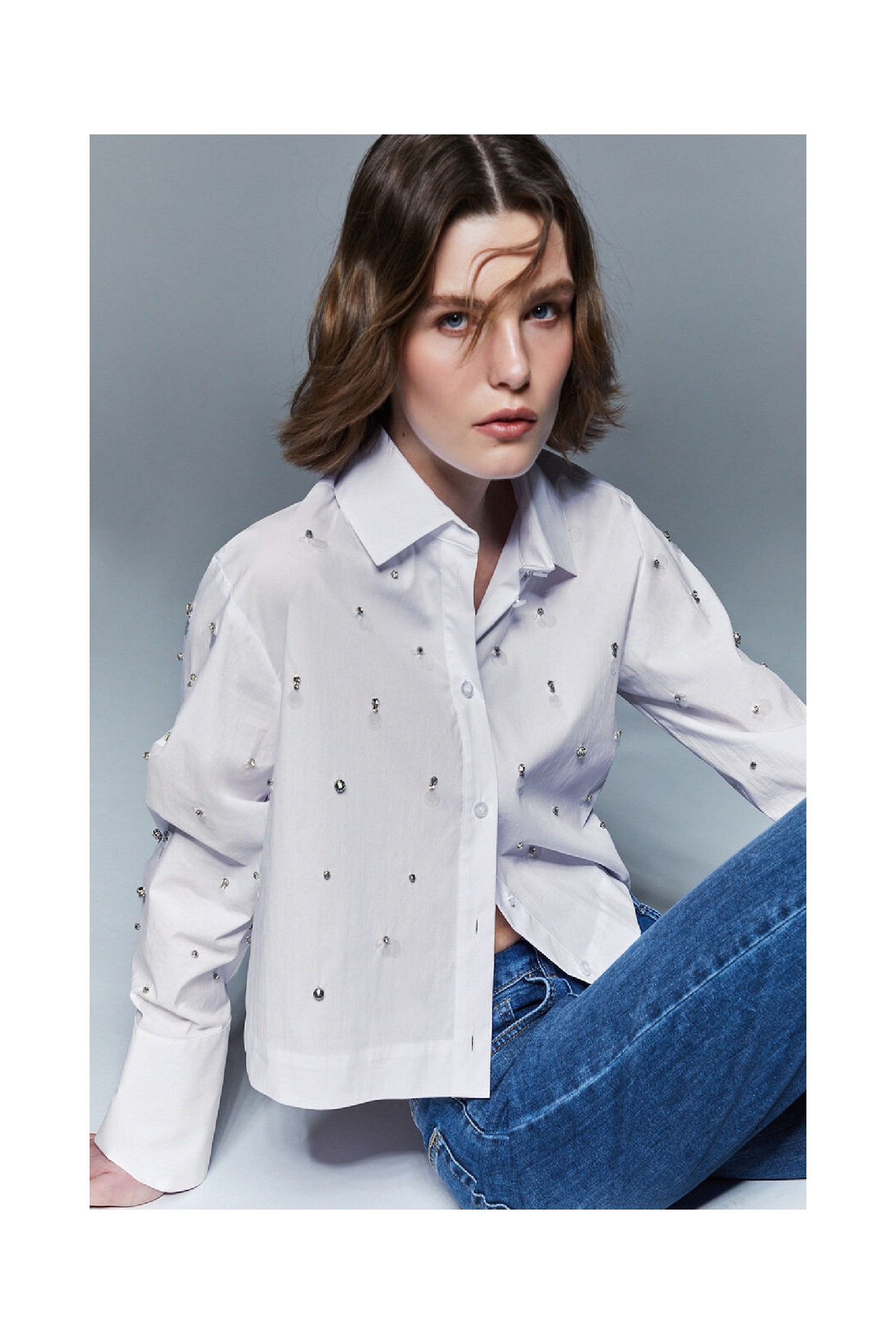 CAMICIA BOXY CON RICAMI GIOIELLO LIU JO