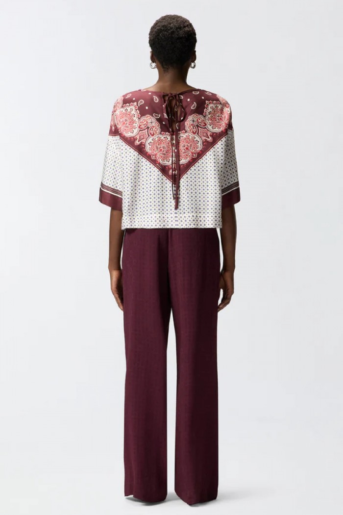 BLUSA CON MOTIVO CRAVATTERIA E STAMPA PIAZZATA PINKO