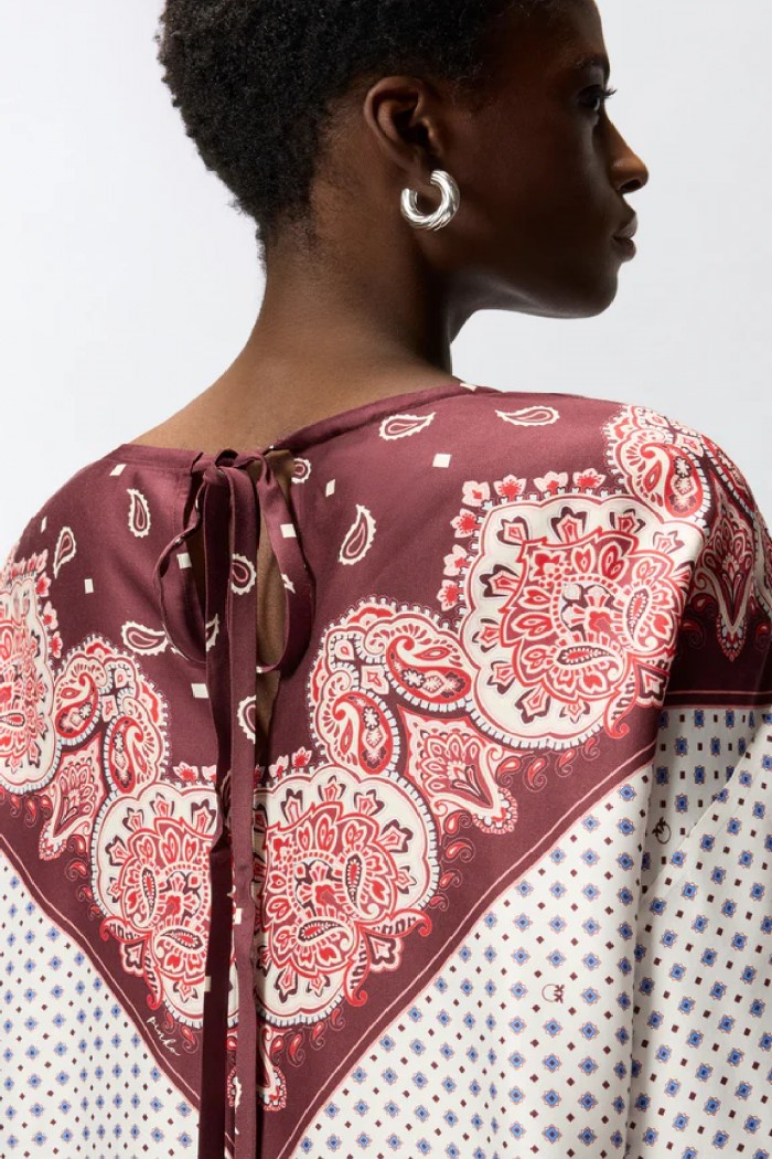 BLUSA CON MOTIVO CRAVATTERIA E STAMPA PIAZZATA PINKO