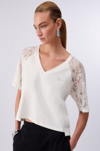 T-SHIRT  CON DETTAGLI IN PIZZO LIU JO