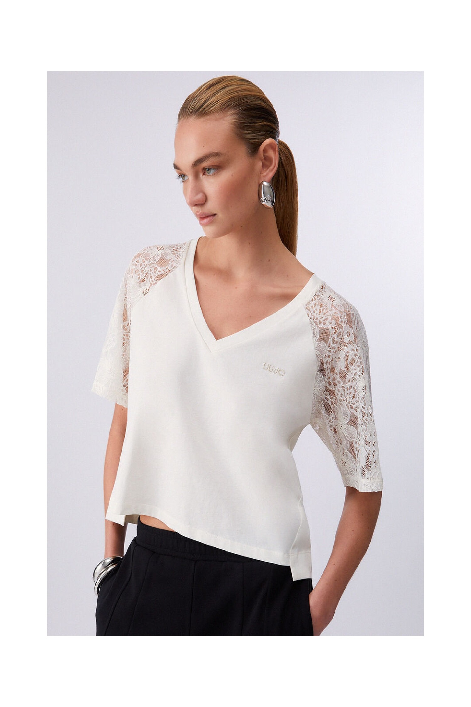 T-SHIRT  CON DETTAGLI IN PIZZO LIU JO