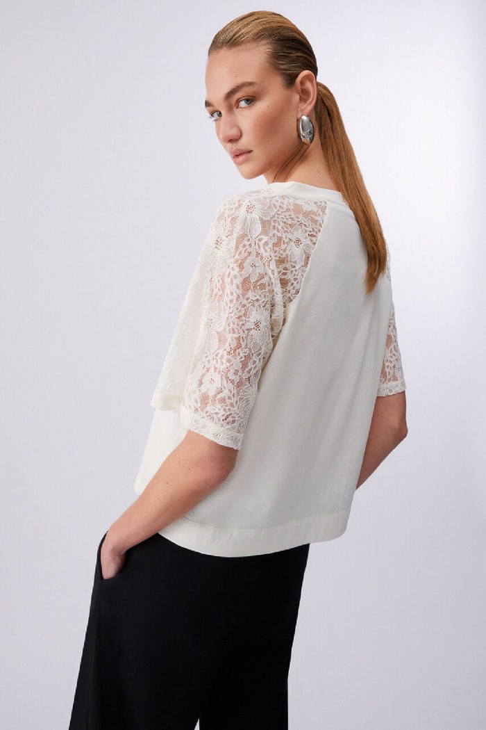 T-SHIRT  CON DETTAGLI IN PIZZO LIU JO