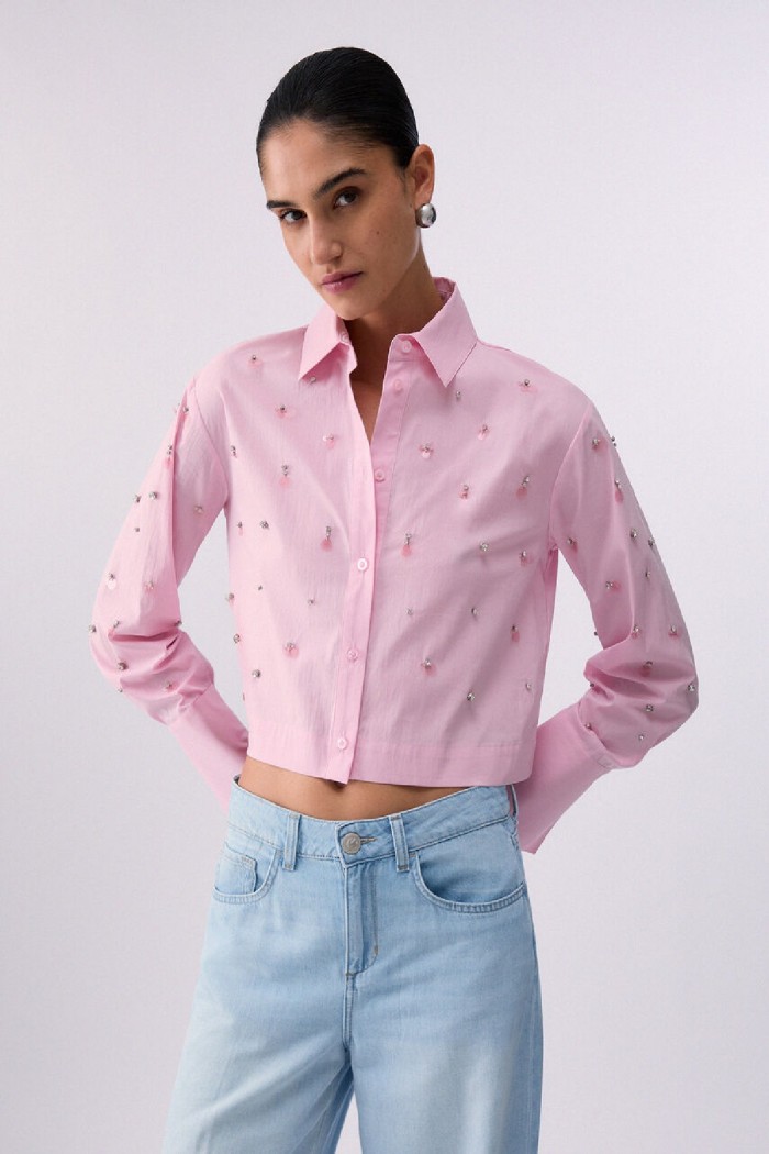 CAMICIA BOXY CON RICAMI GIOIELLO LIU JO