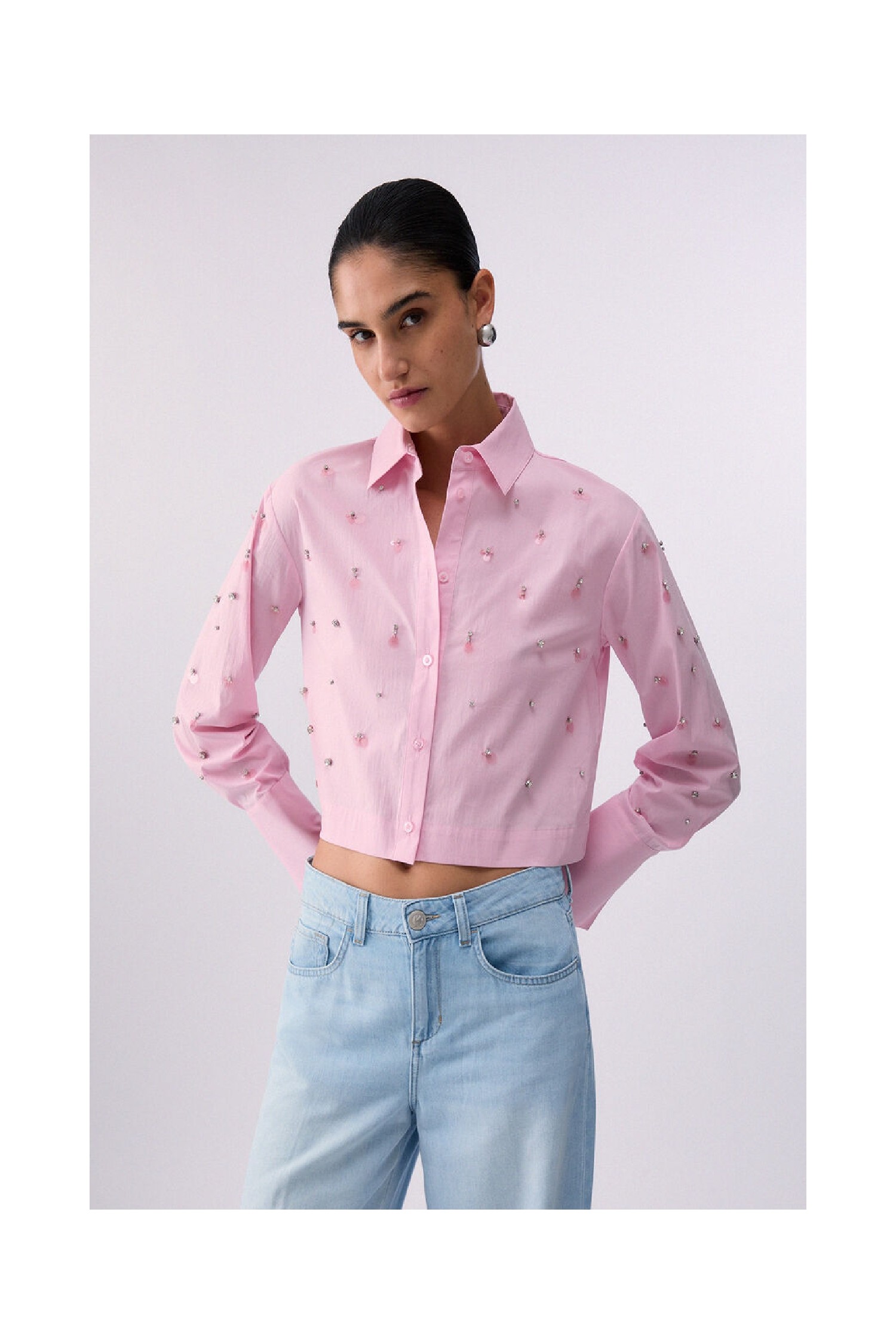 CAMICIA BOXY CON RICAMI GIOIELLO LIU JO