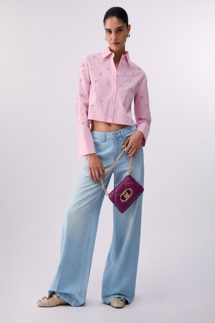 CAMICIA BOXY CON RICAMI GIOIELLO LIU JO