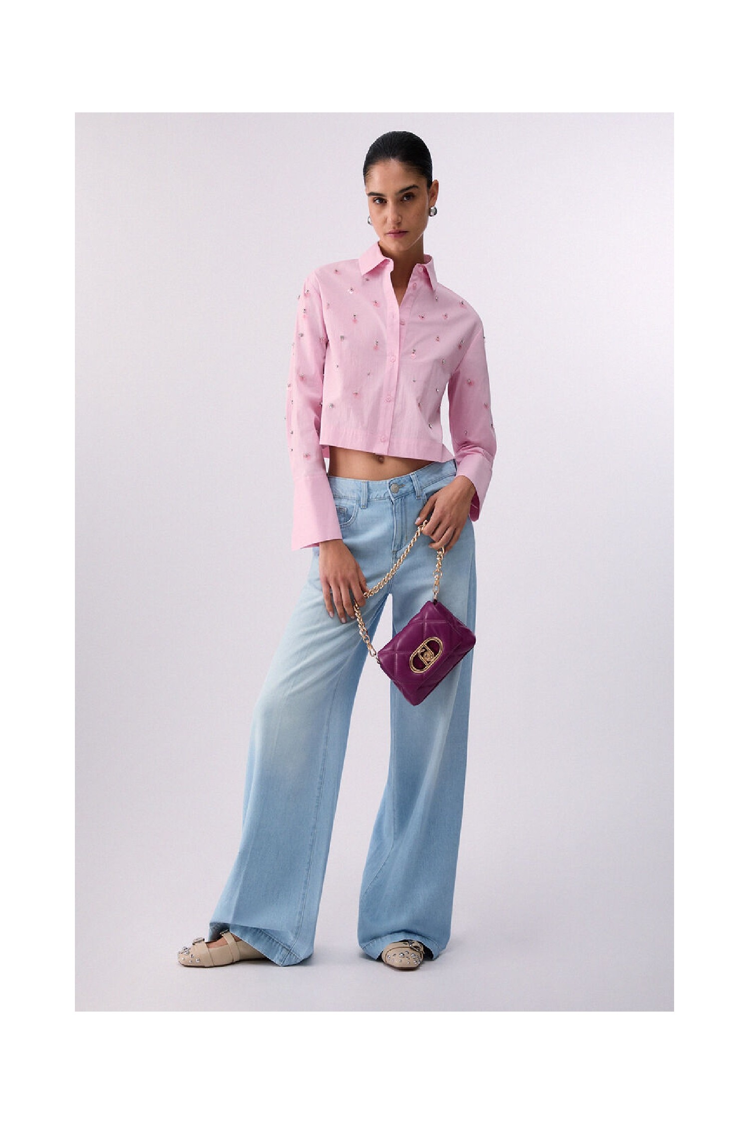 CAMICIA BOXY CON RICAMI GIOIELLO LIU JO