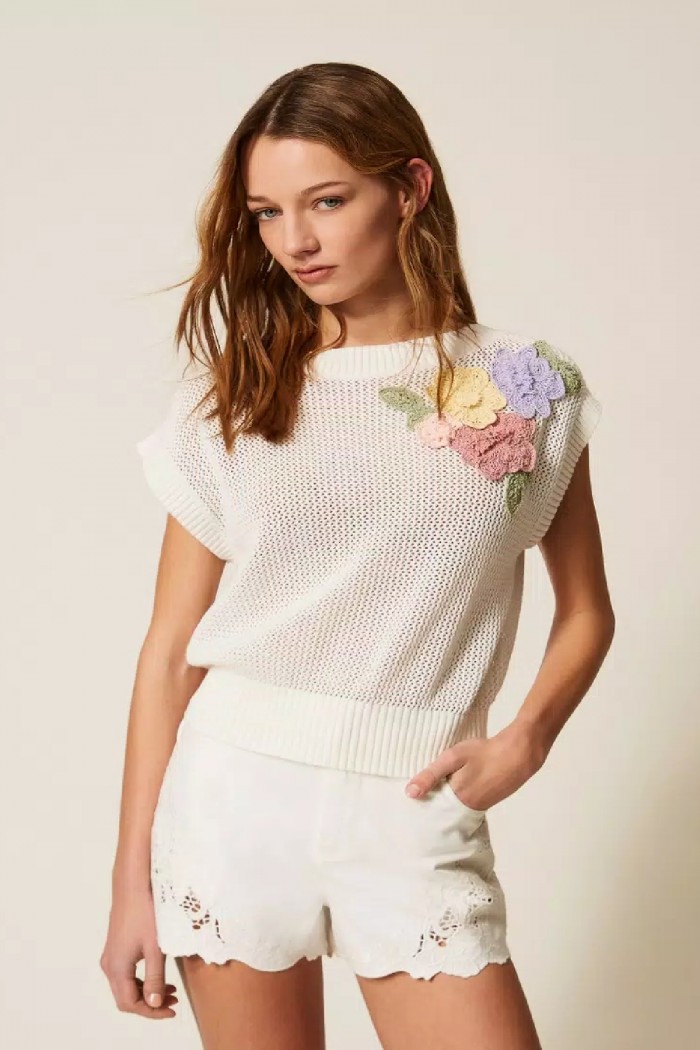 TOP IN MAGLIA CON  FIORI COLORATI TWINSET