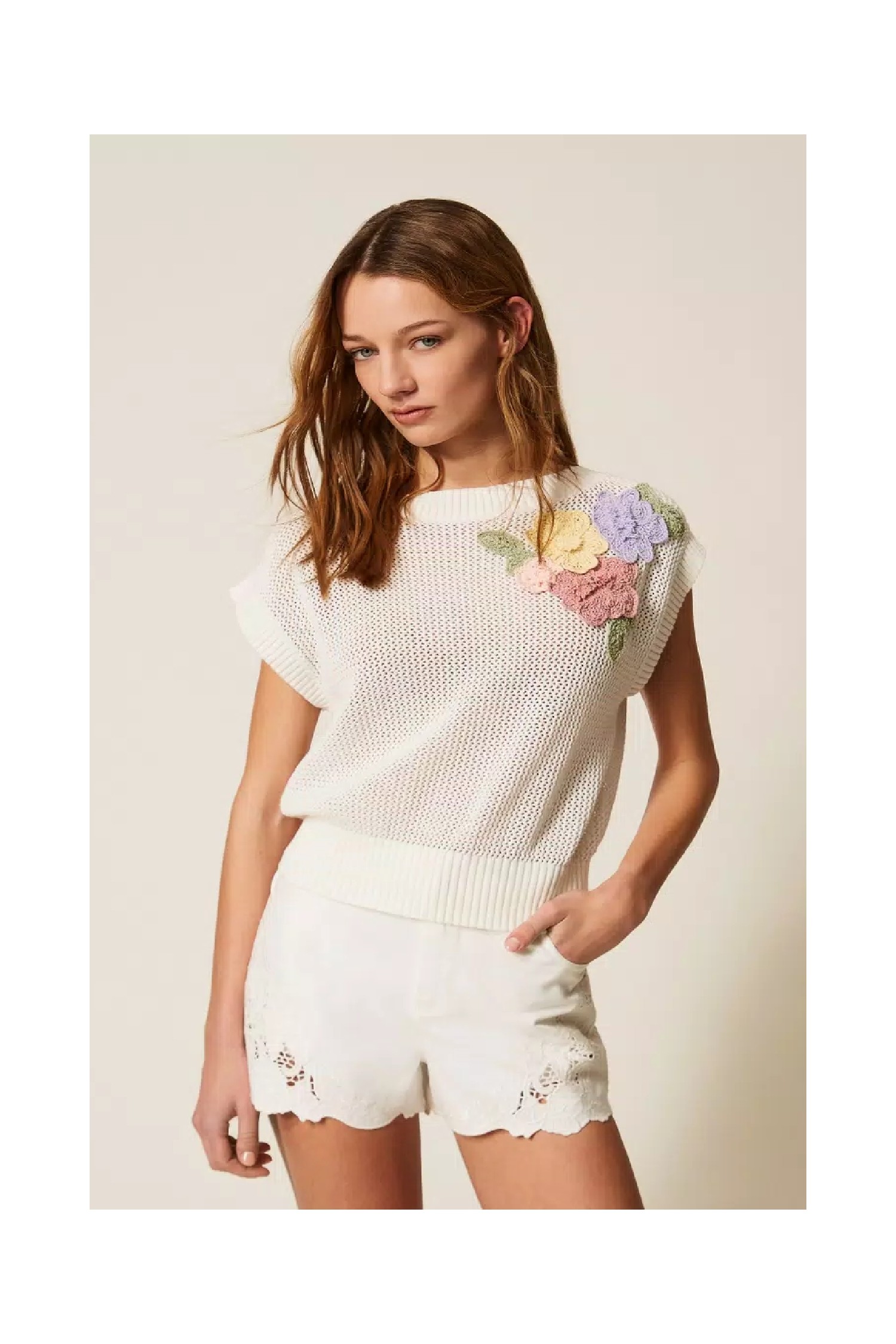 TOP IN MAGLIA CON  FIORI COLORATI TWINSET