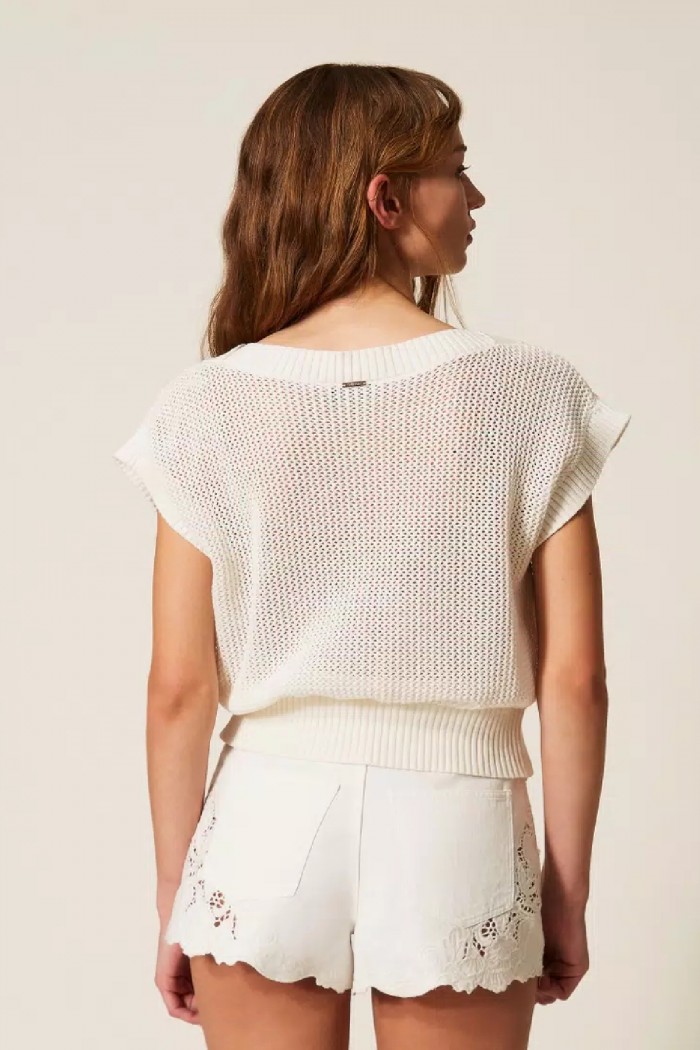 TOP IN MAGLIA CON  FIORI COLORATI TWINSET