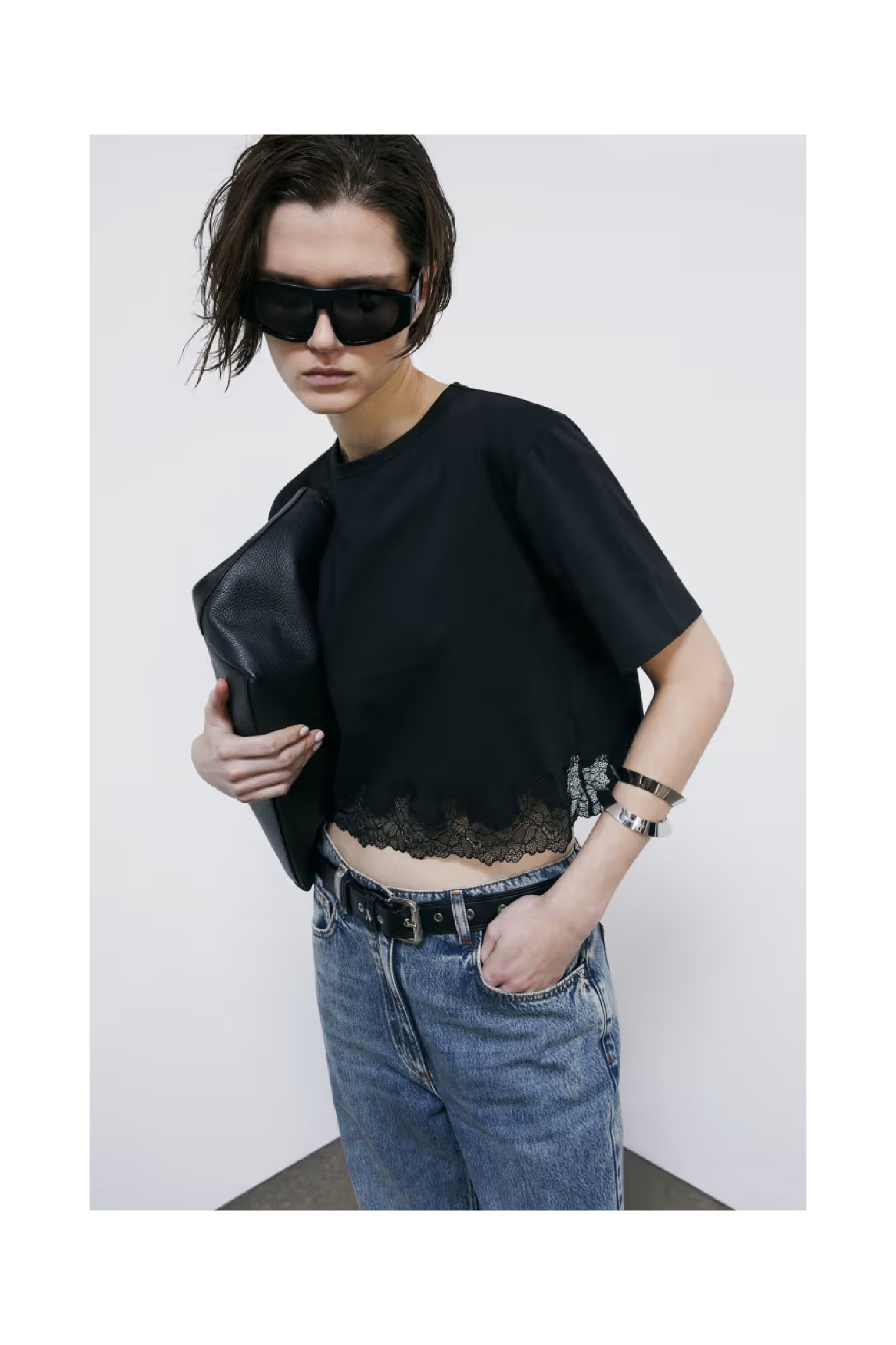 T-SHIRT CROPPED CON PIZZO PATRIZIA PEPE