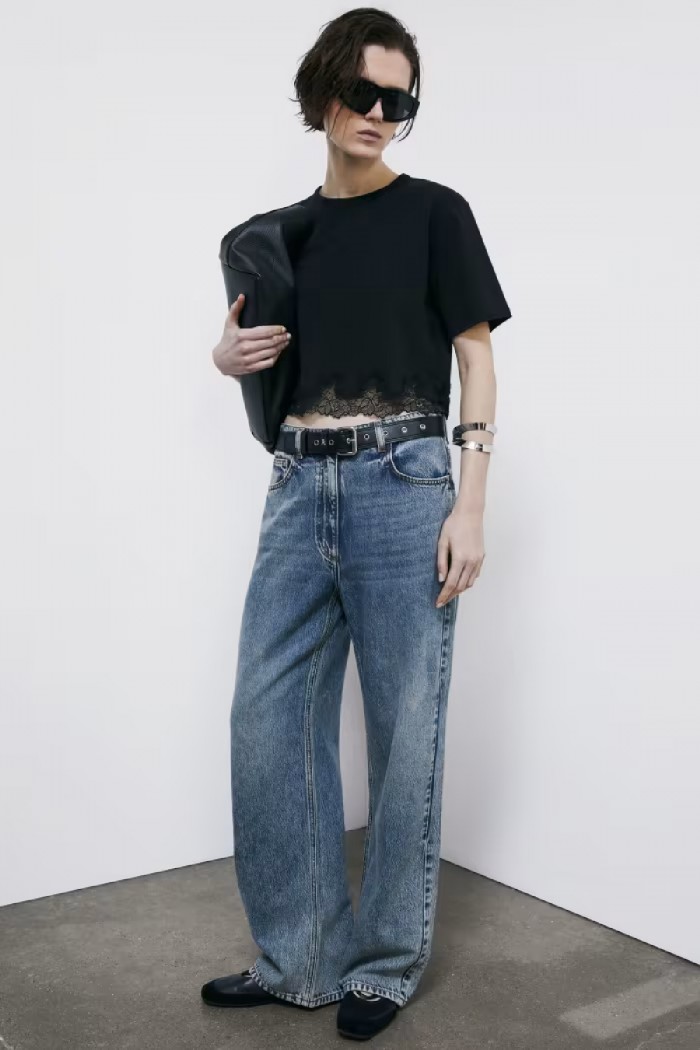 T-SHIRT CROPPED CON PIZZO PATRIZIA PEPE