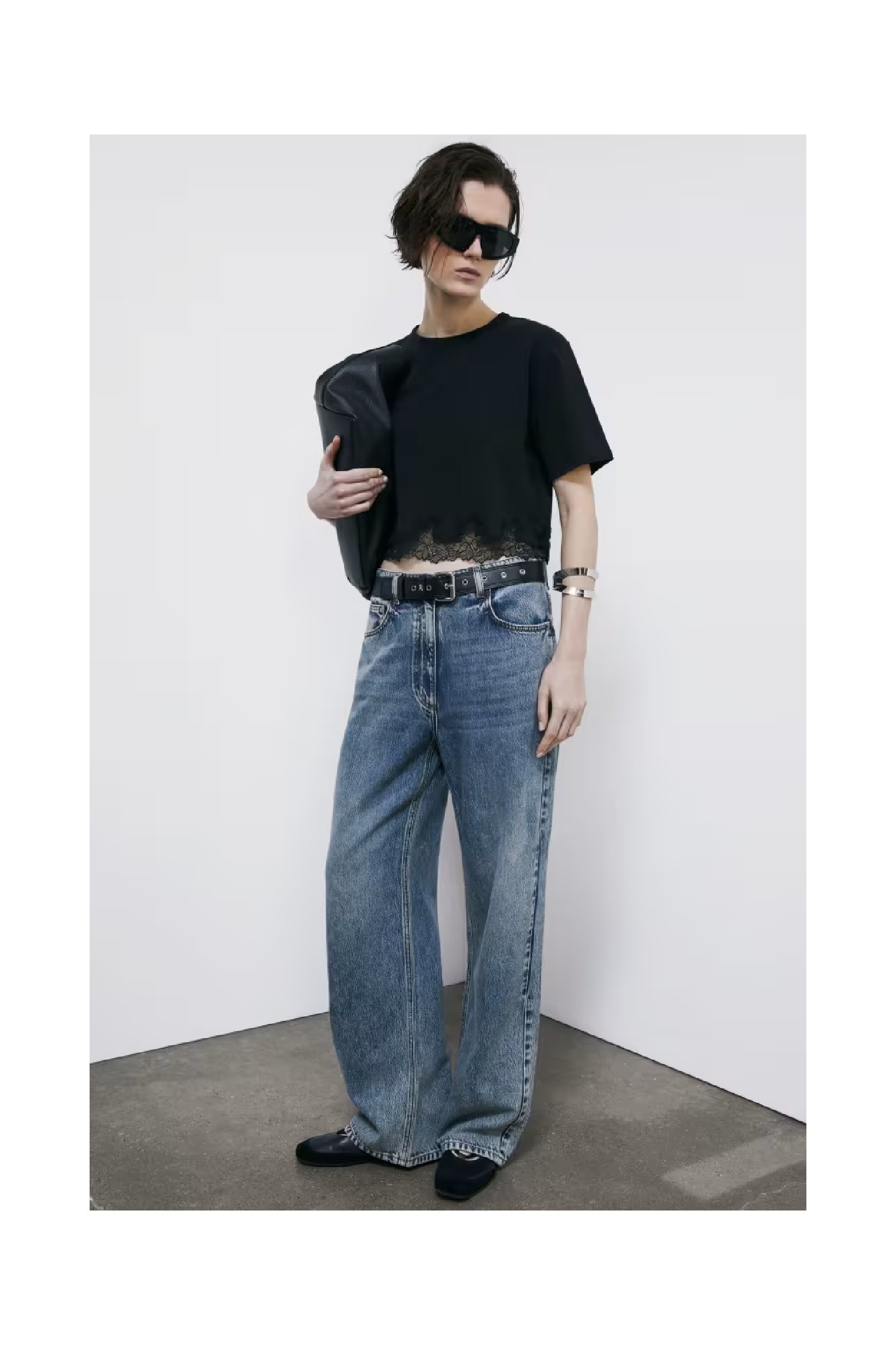 T-SHIRT CROPPED CON PIZZO PATRIZIA PEPE