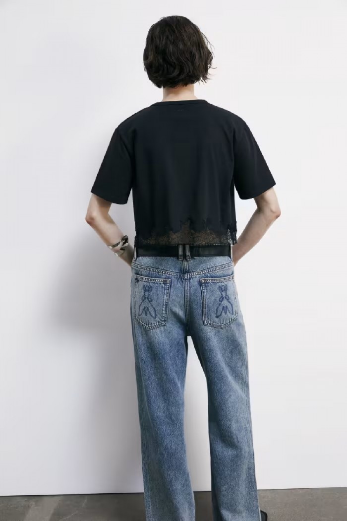 T-SHIRT CROPPED CON PIZZO PATRIZIA PEPE