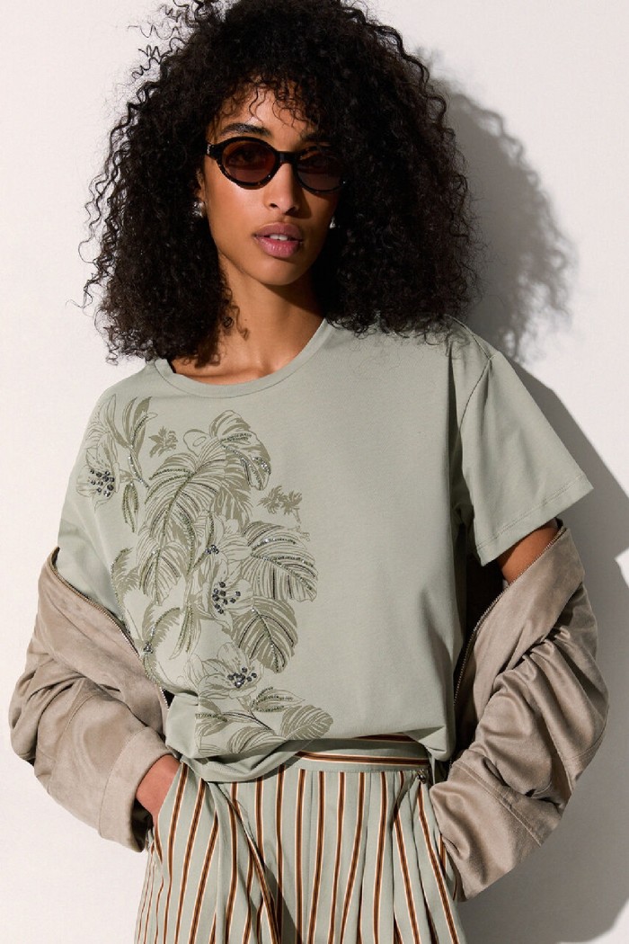 T-SHIRT CON STAMPA E RICAMI LIU JO