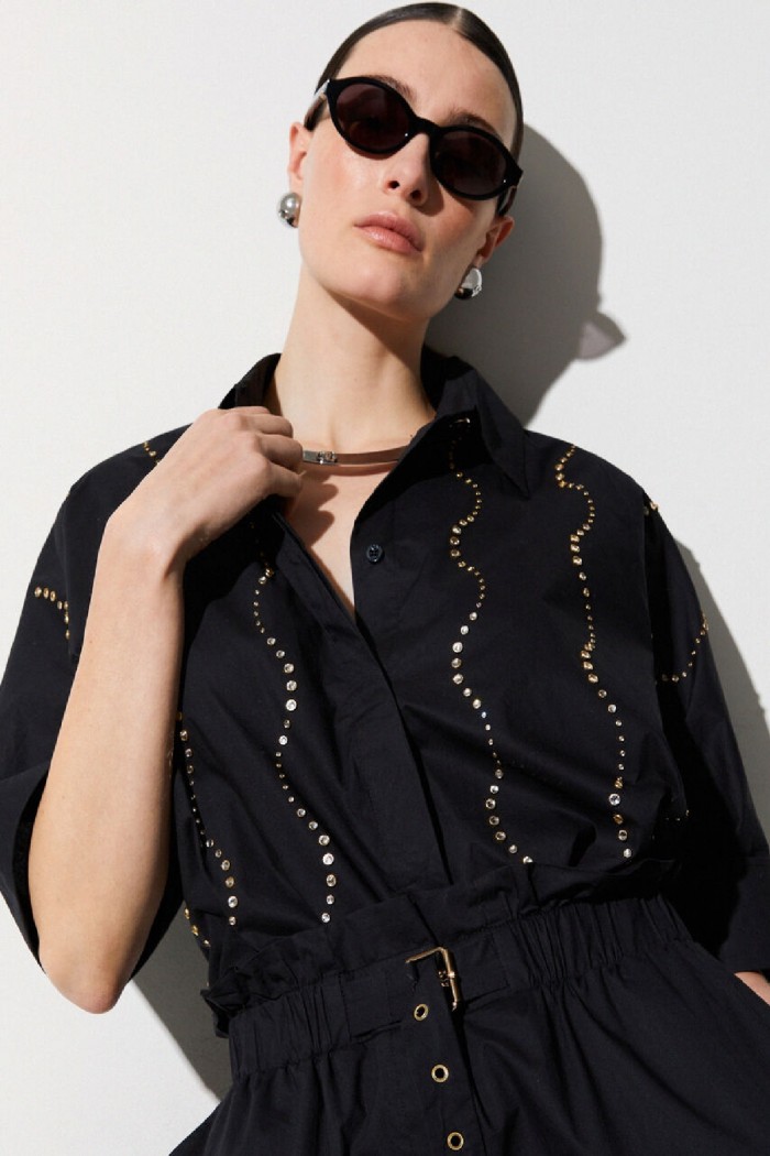 CAMICIA CON APPLICAZIONI GIOIELLO LIU JO