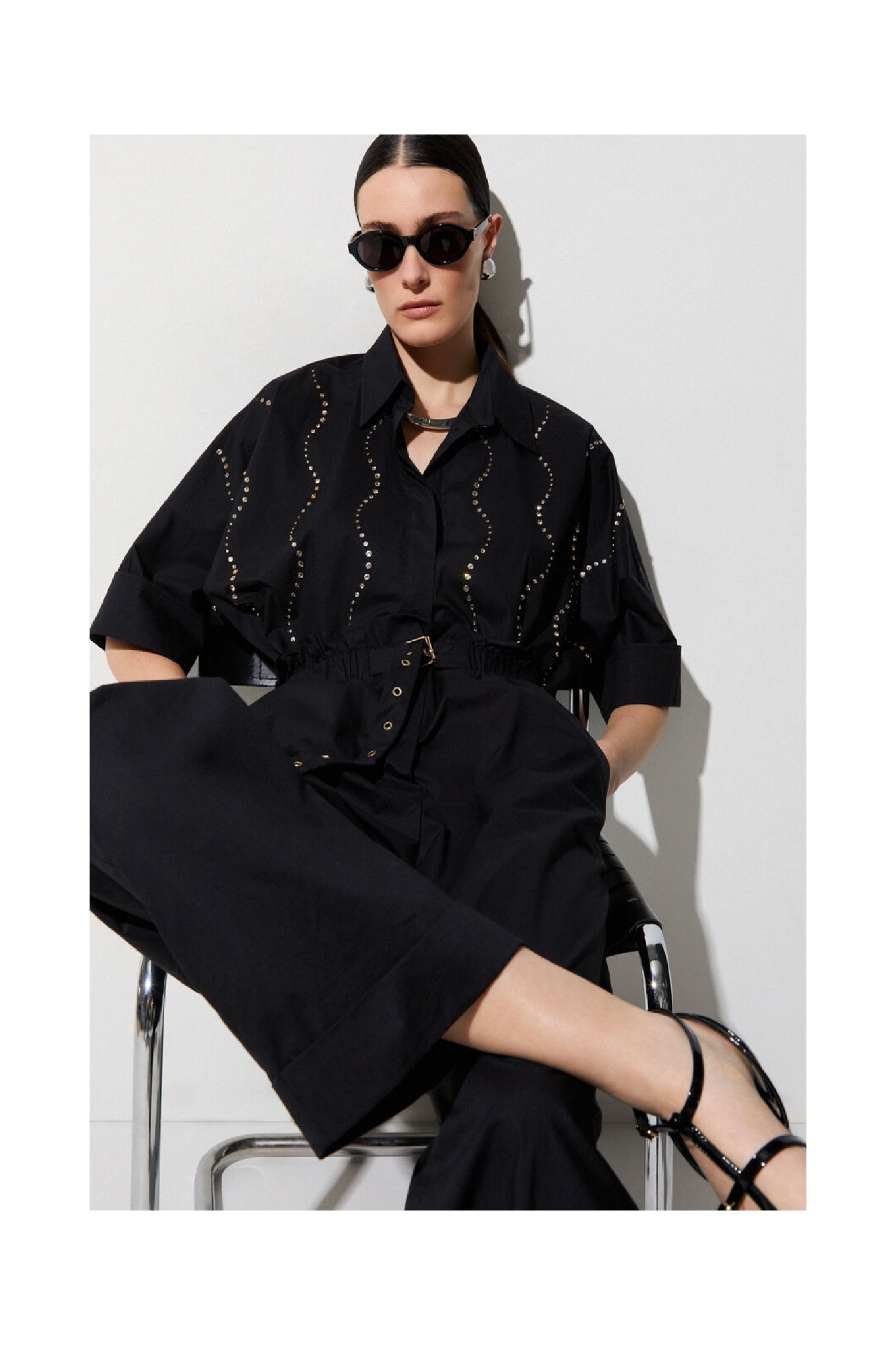 CAMICIA CON APPLICAZIONI GIOIELLO LIU JO